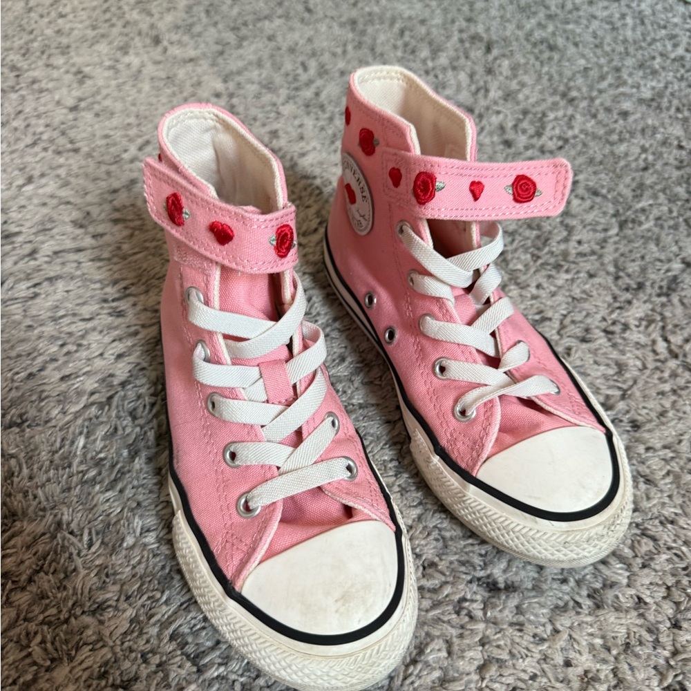 Converse Pink High-Top Sneakers with Heart Accents